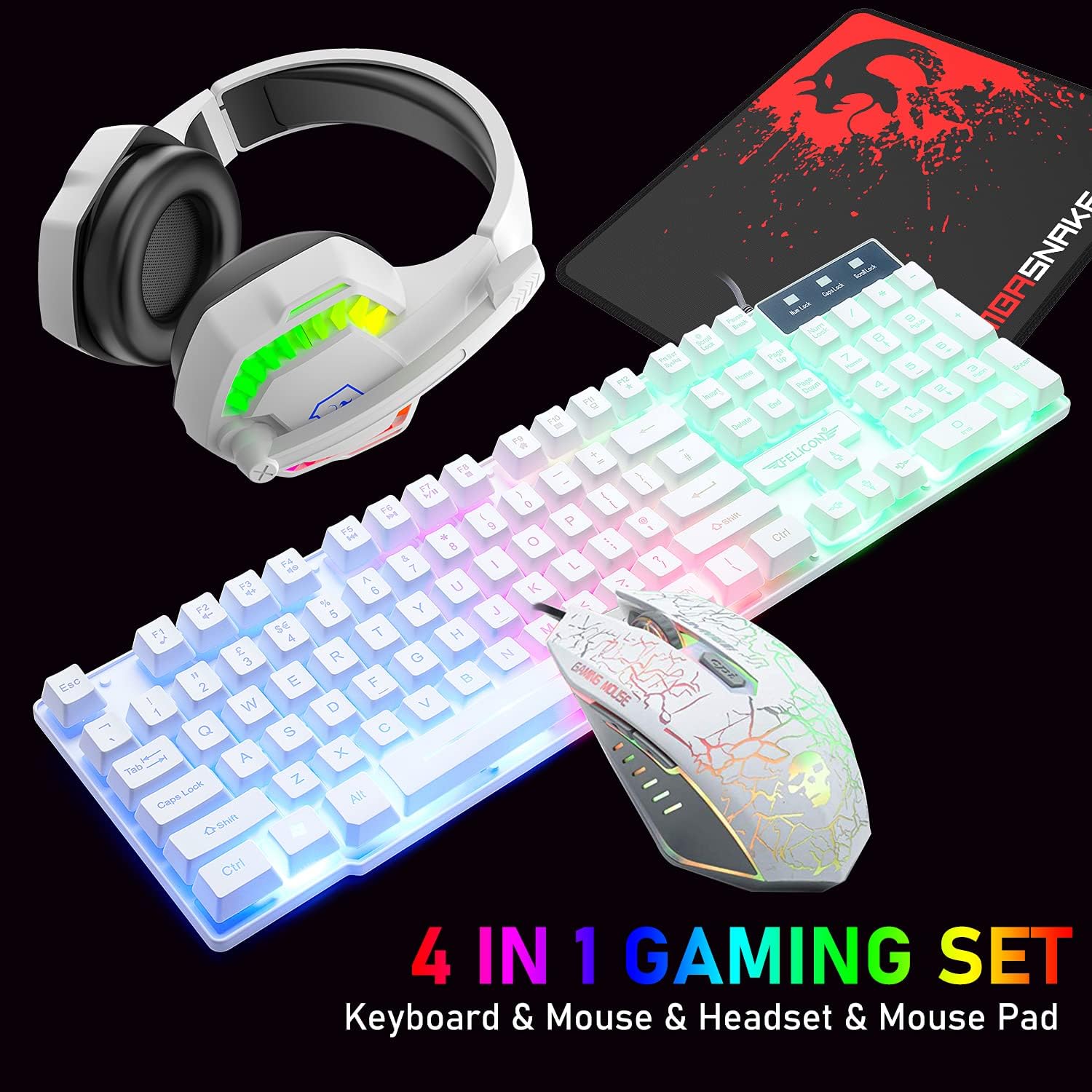 Gaming Keyboard Mouse Set - MAMBASNAKE T11 UK 100% Gaming Keyboard&Mouse&Headset&Mouse