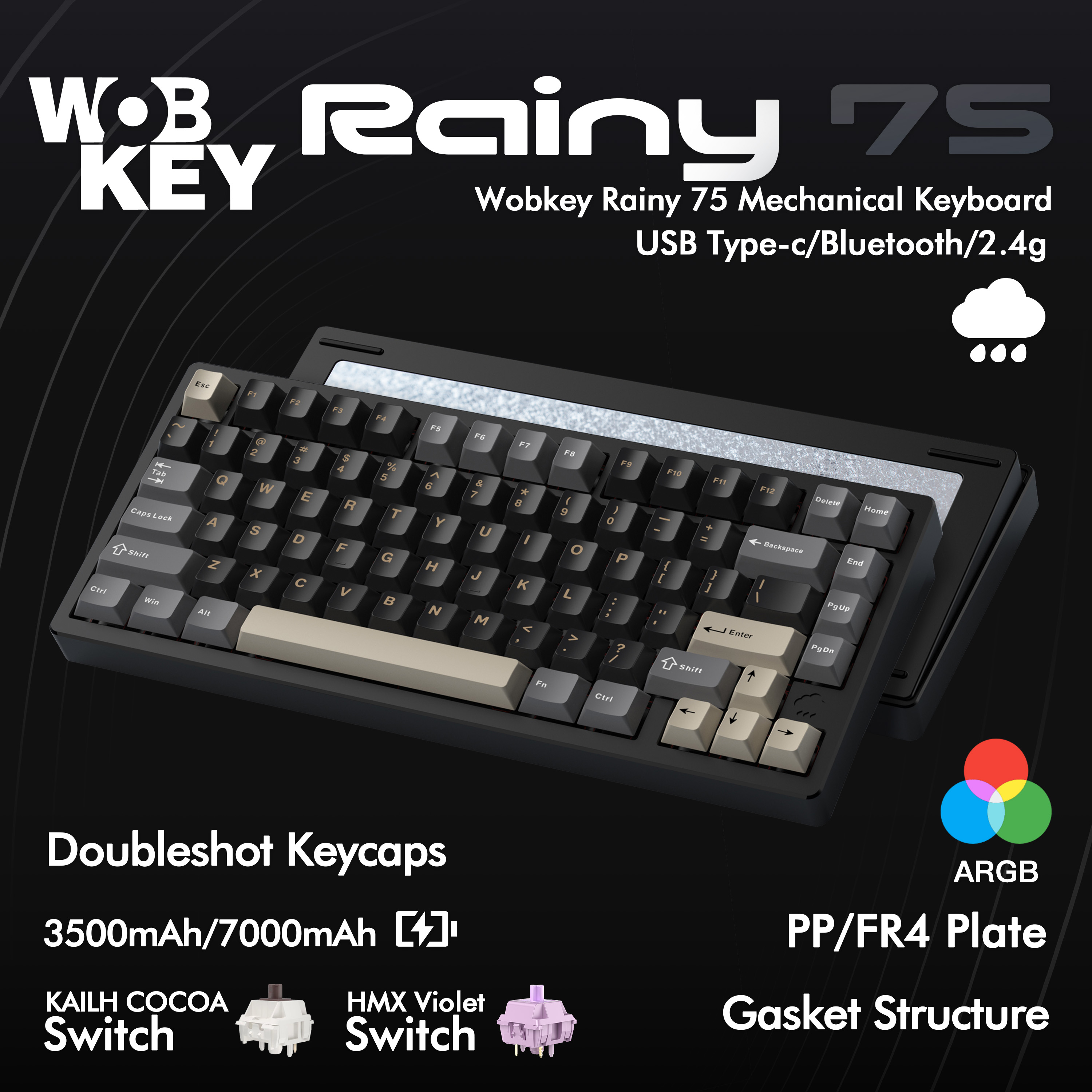 Keyboard Gaming Mac - WOBKEY WOB Rainy75 Mechanical Keyboard 75%