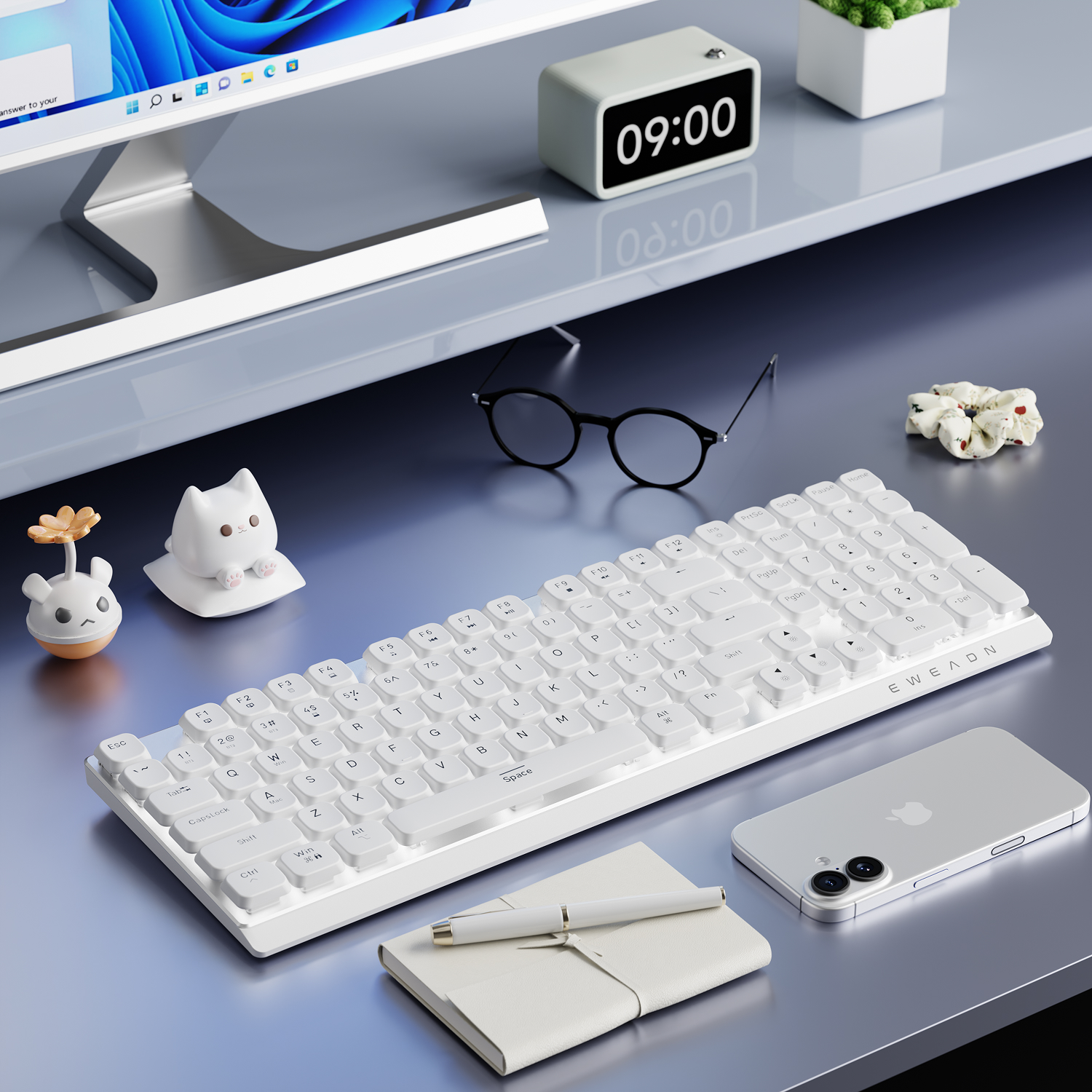 Gaming Keyboard Ergonomic - EWEADN Wireless Low-Profile Mechanical Gaming Keyboard,
