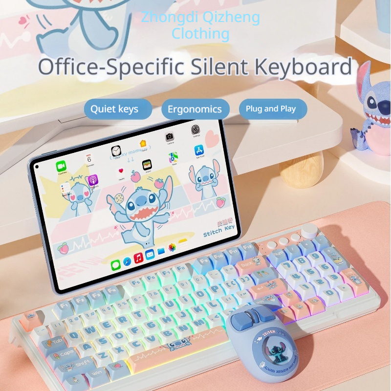 Disney Stitch Silent Noiseless - Gaming Keyboard Mouse Set avis et prix