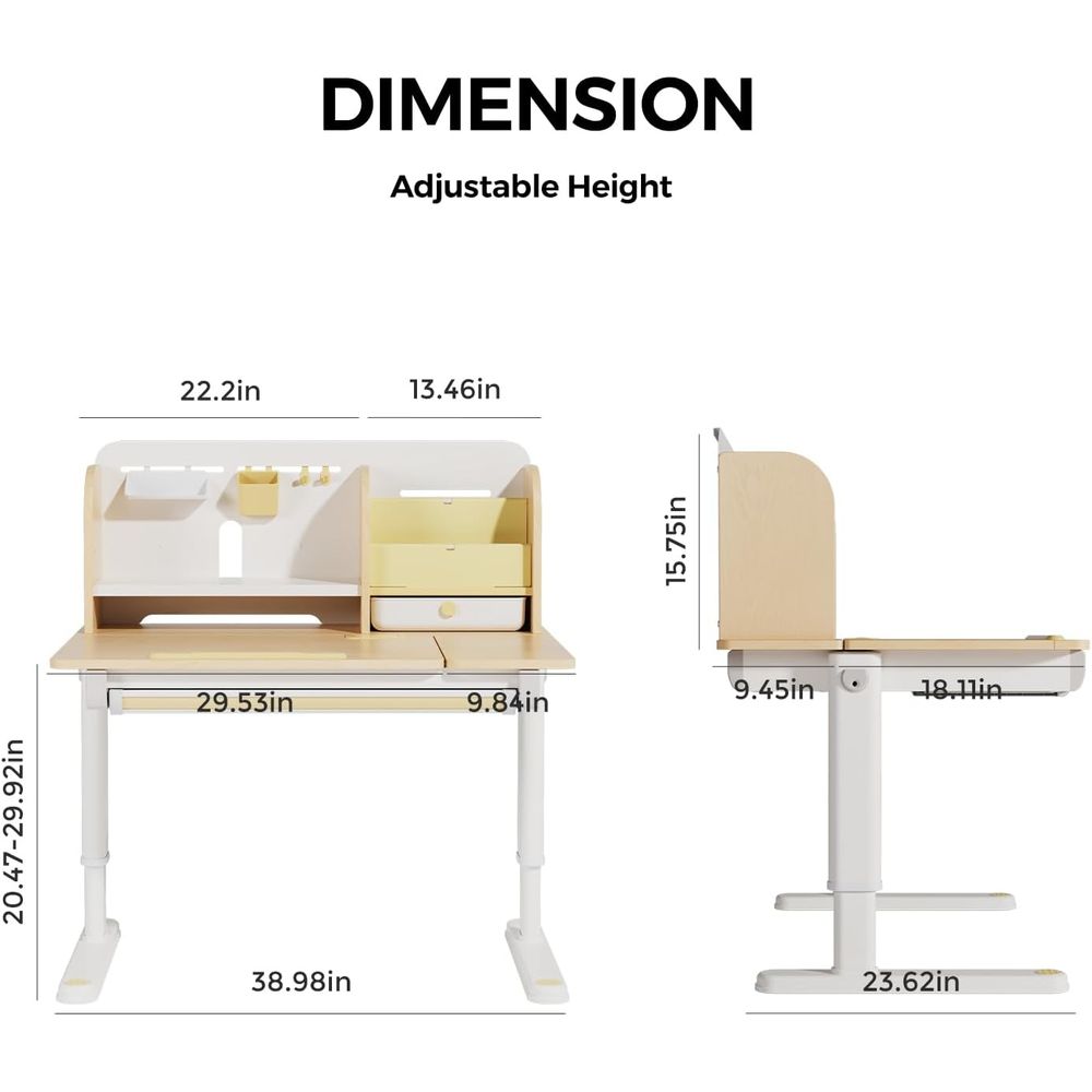 Adjustable Wooden Kids Desk wi - Wrist Rest Wood avis et prix