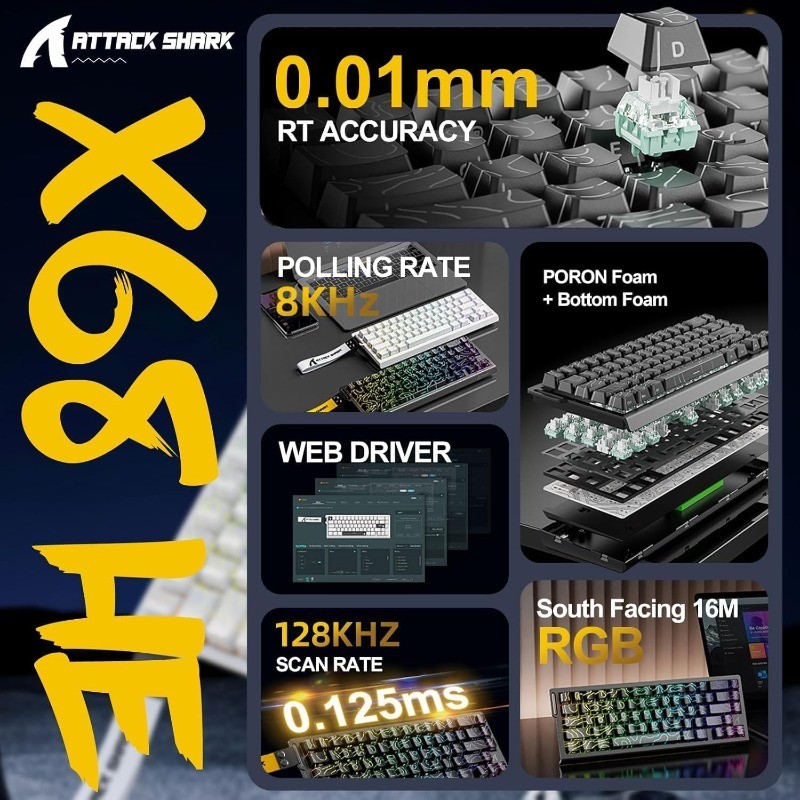 ATTACK SHARK X68 HE 8000Hz Rap - Keyboard Gaming Mac avis et prix