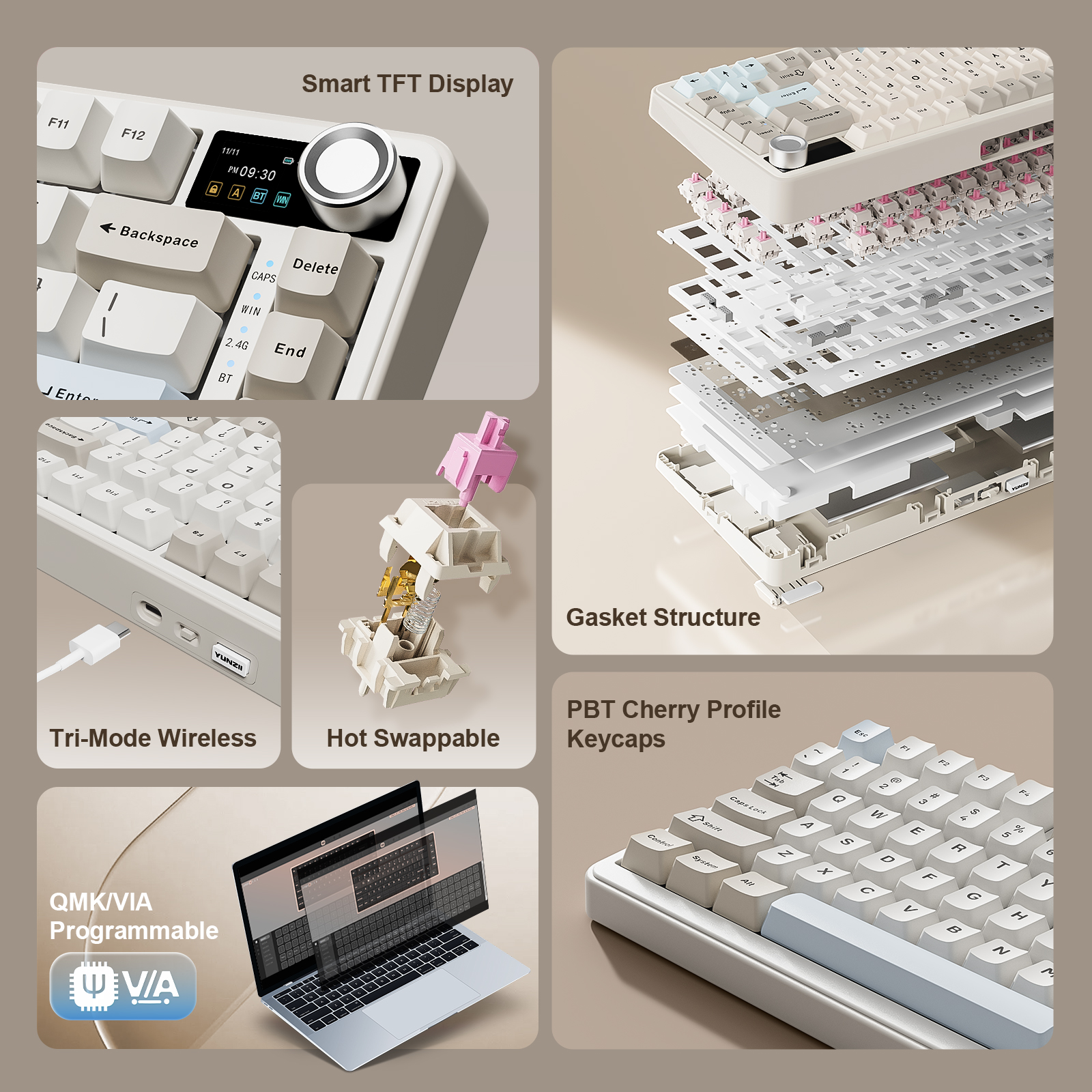 YUNZII B75 PRO MAX Wireless Me - Keyboard Gaming Mac avis et prix