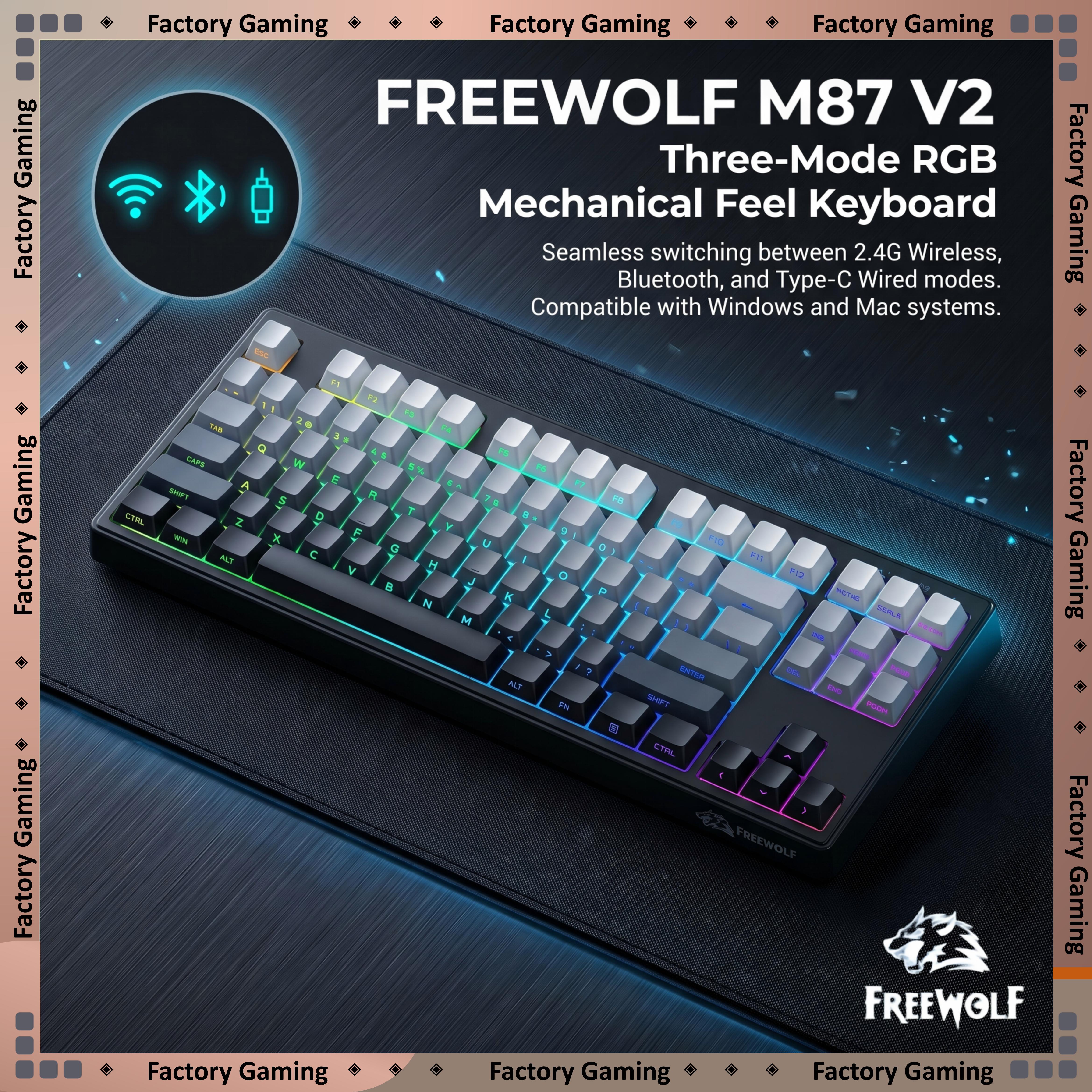 FREEWOLF M87 V2 87 Keys RGB Me - Keyboard Gaming Mac avis et prix