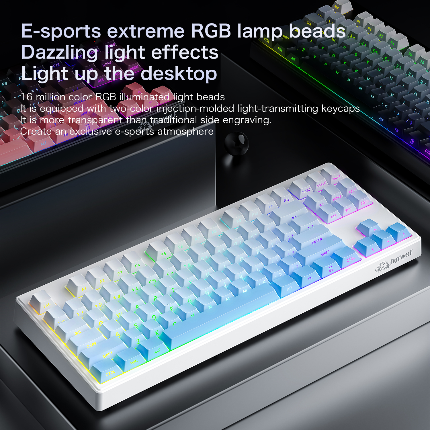 FREEWOLF M87 V2 87 Keys RGB Me - Keyboard Gaming Mac avis et prix