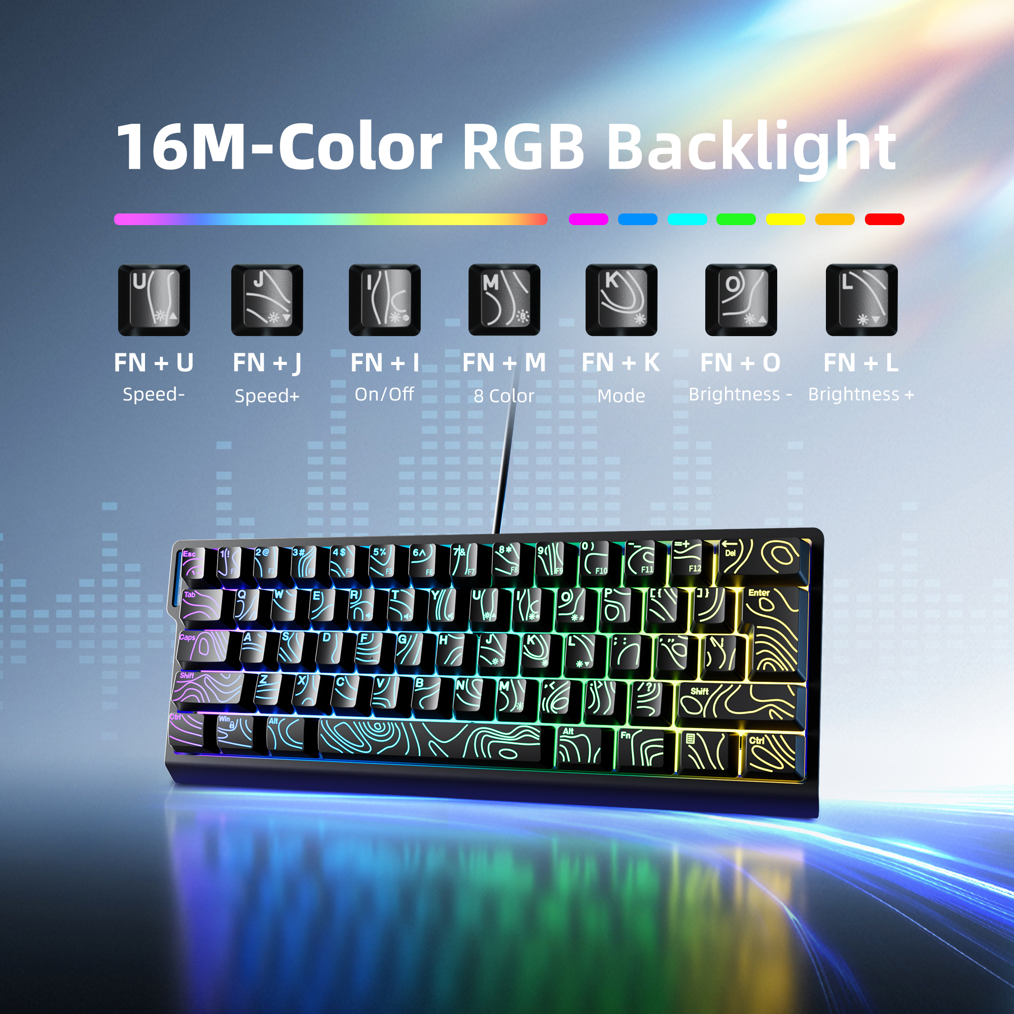 60% compact wired keyboard wit - Keyboard Gaming Transparent avis et prix