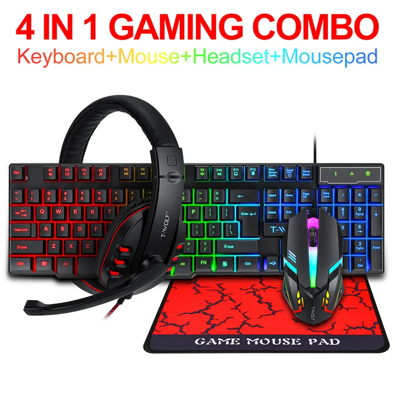 T-WOLF Game Four Piece TF800 I - Gaming Keyboard Mouse Set avis et prix