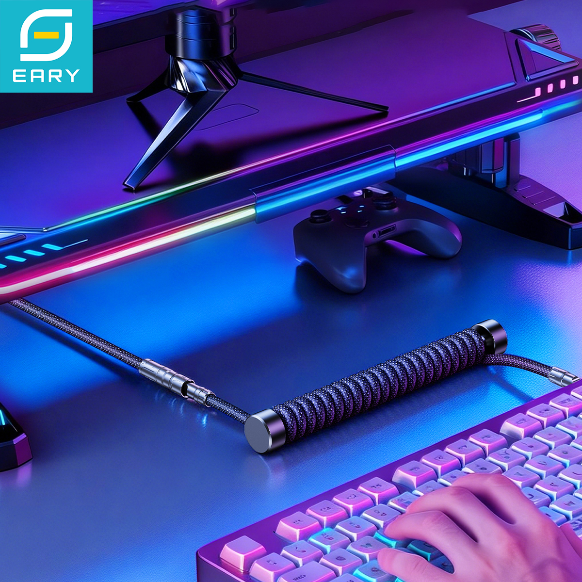Eary 1.2m Coiled Keyboard Cabl - Gaming Keyboard Types avis et prix