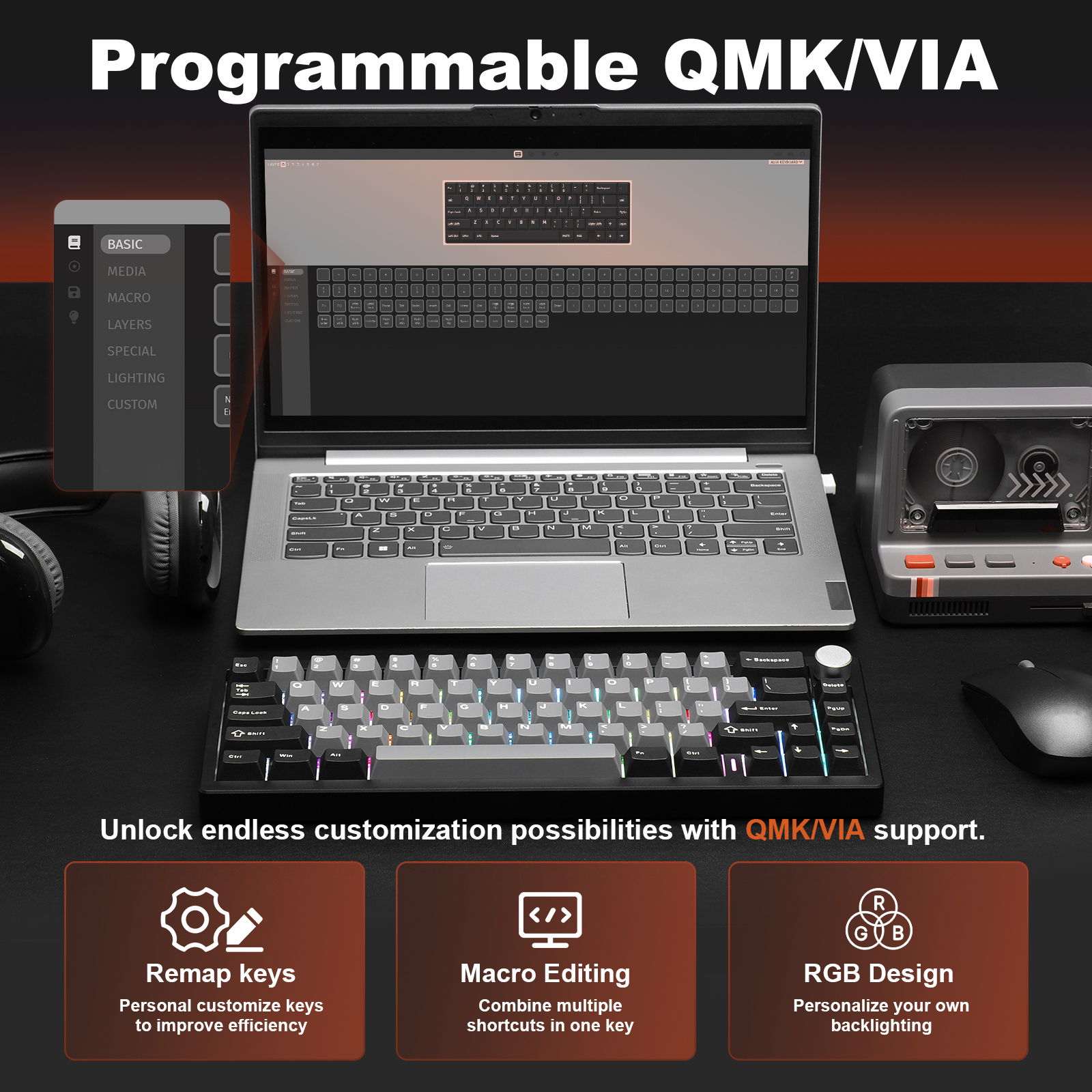 YUNZII AL68 Black QMK/VIA Mech - Gaming Keyboard Mobile avis et prix