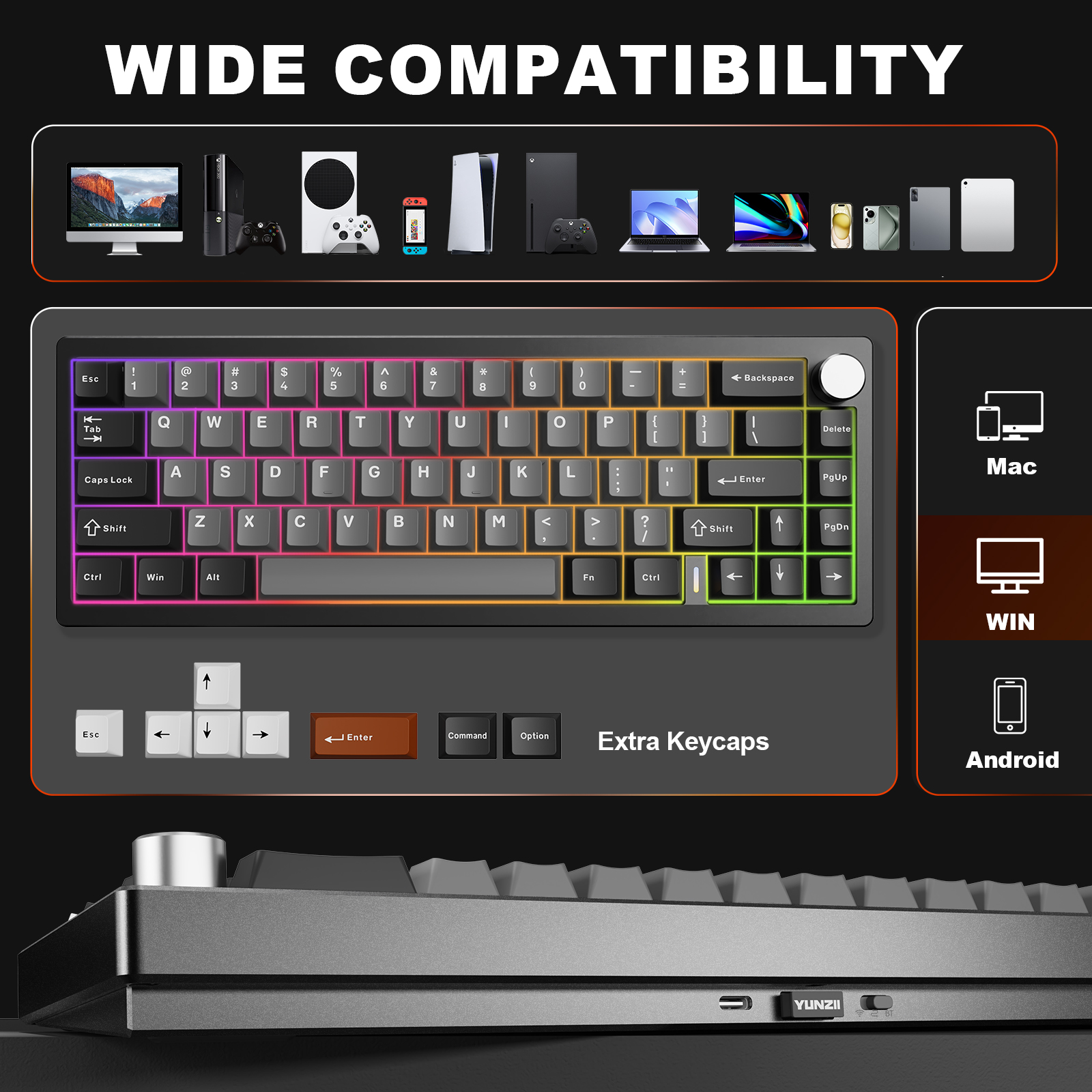 YUNZII AL68 Black QMK/VIA Mech - Gaming Keyboard Mobile avis et prix