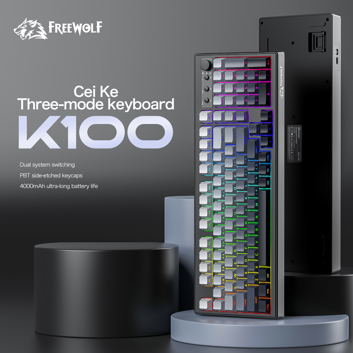 FREEWOLF k100 three-mode silen - Keyboard Gaming Mac avis et prix