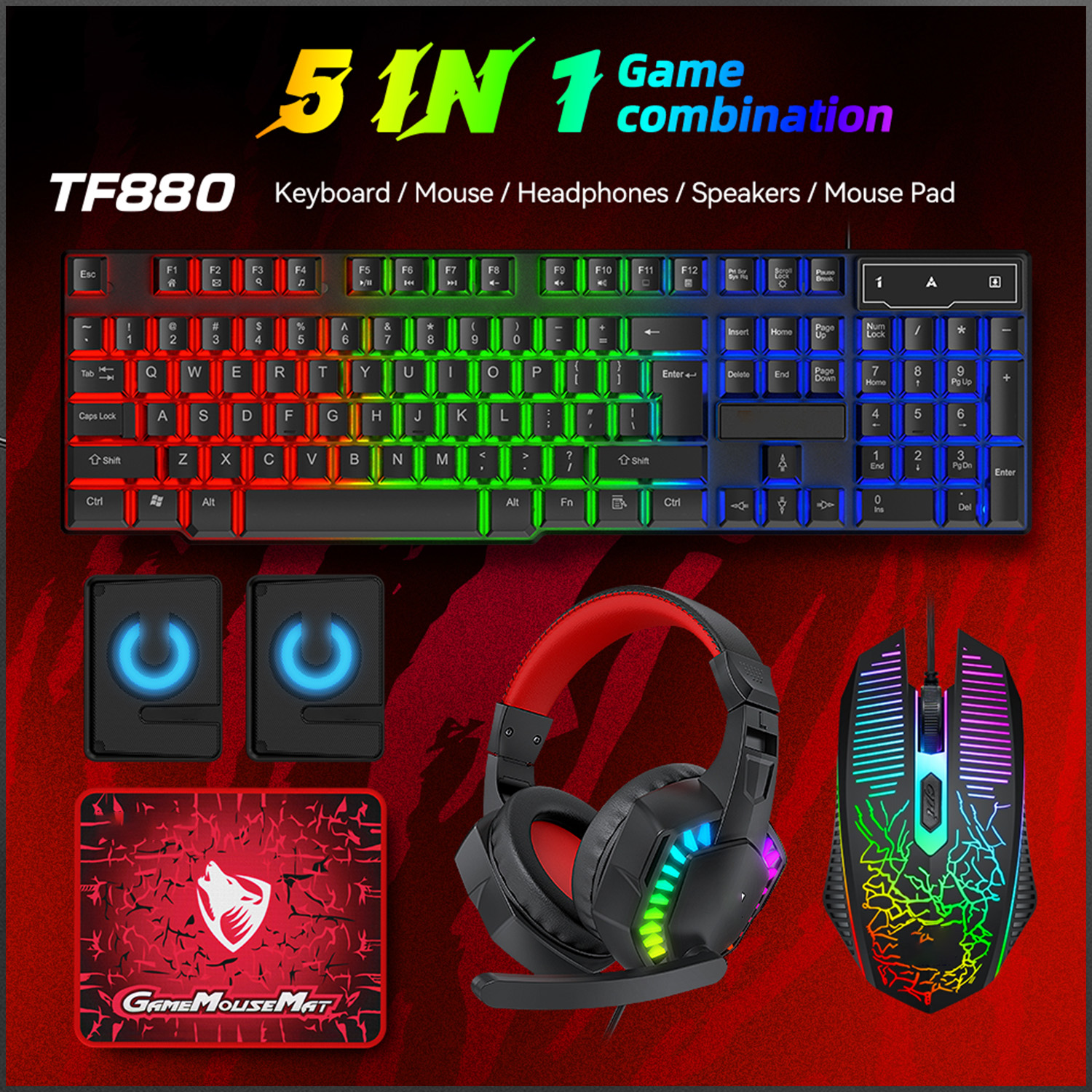 5-in-1 Set Gaming Combo Keyboa - Gaming Keyboard Mouse Set avis et prix