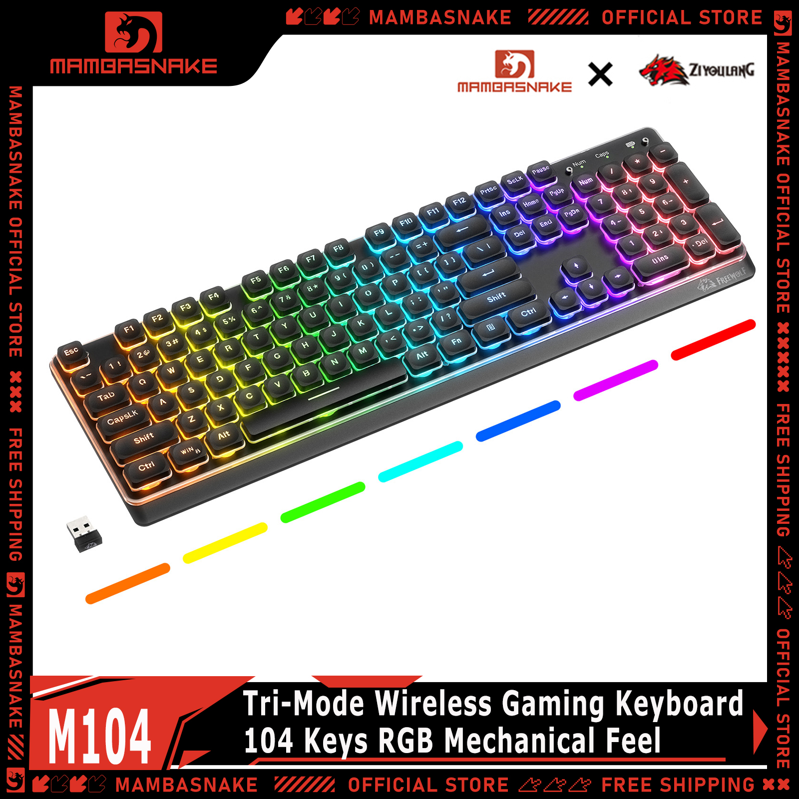 ZIYOULANG M104 Tri Mode Wirele - Keyboard Gaming Mac avis et prix